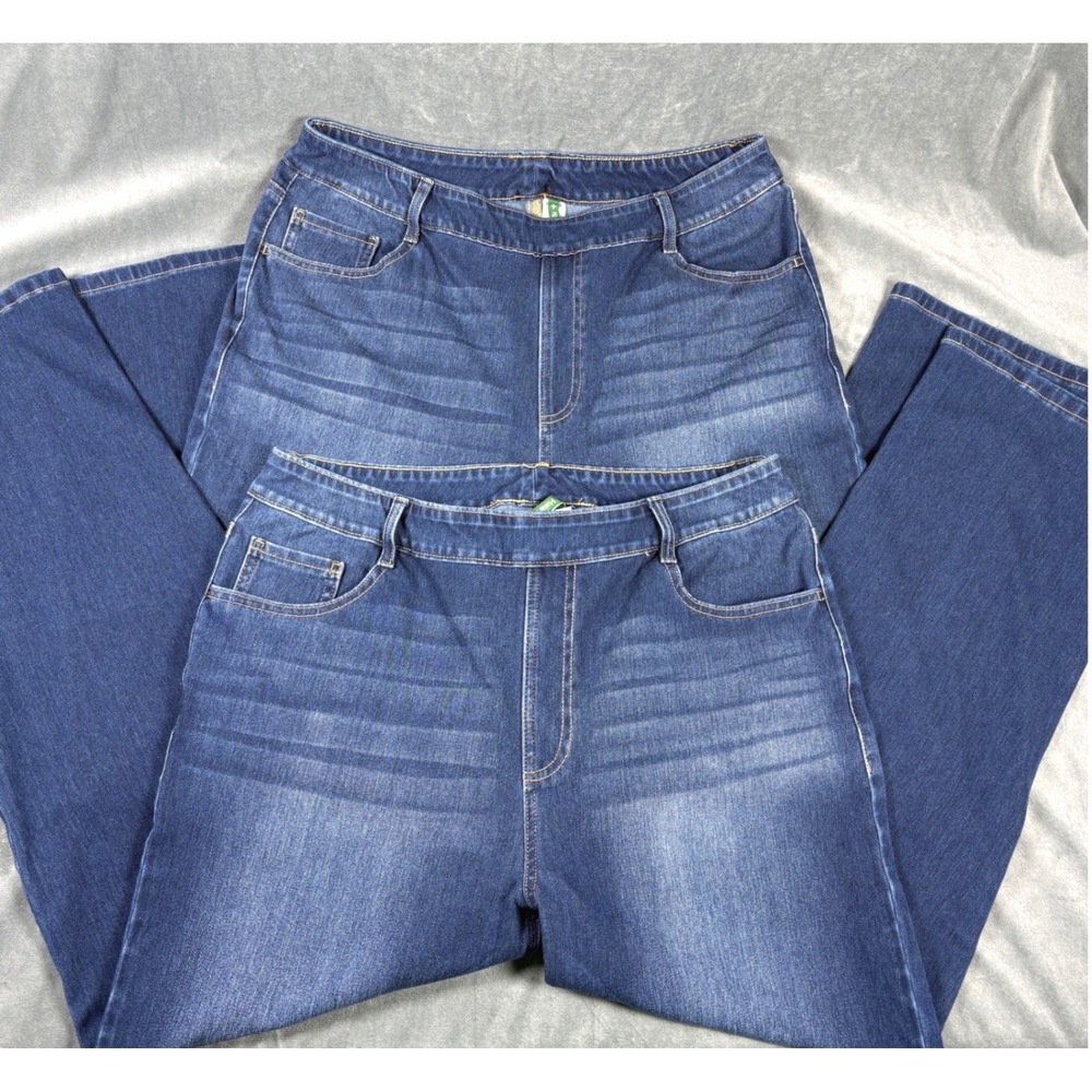 Halara Flex Womens XLp  Blue High Waisted Pull On Straight Leg Jeans Lot of 2